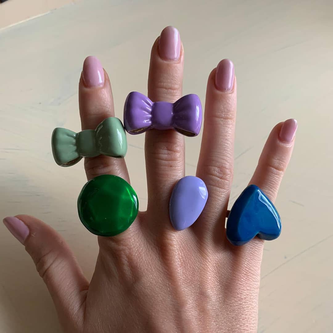 Anello fiocco bronzo e resina